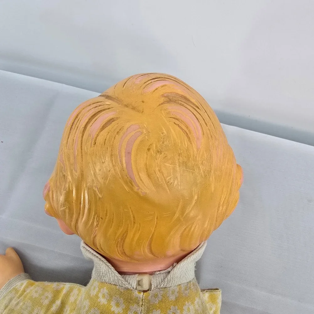 Vintage 1975 Fisher Price Honey Lap Sitter Doll Yellow Cloth Body Blue Eyes‎ Boy